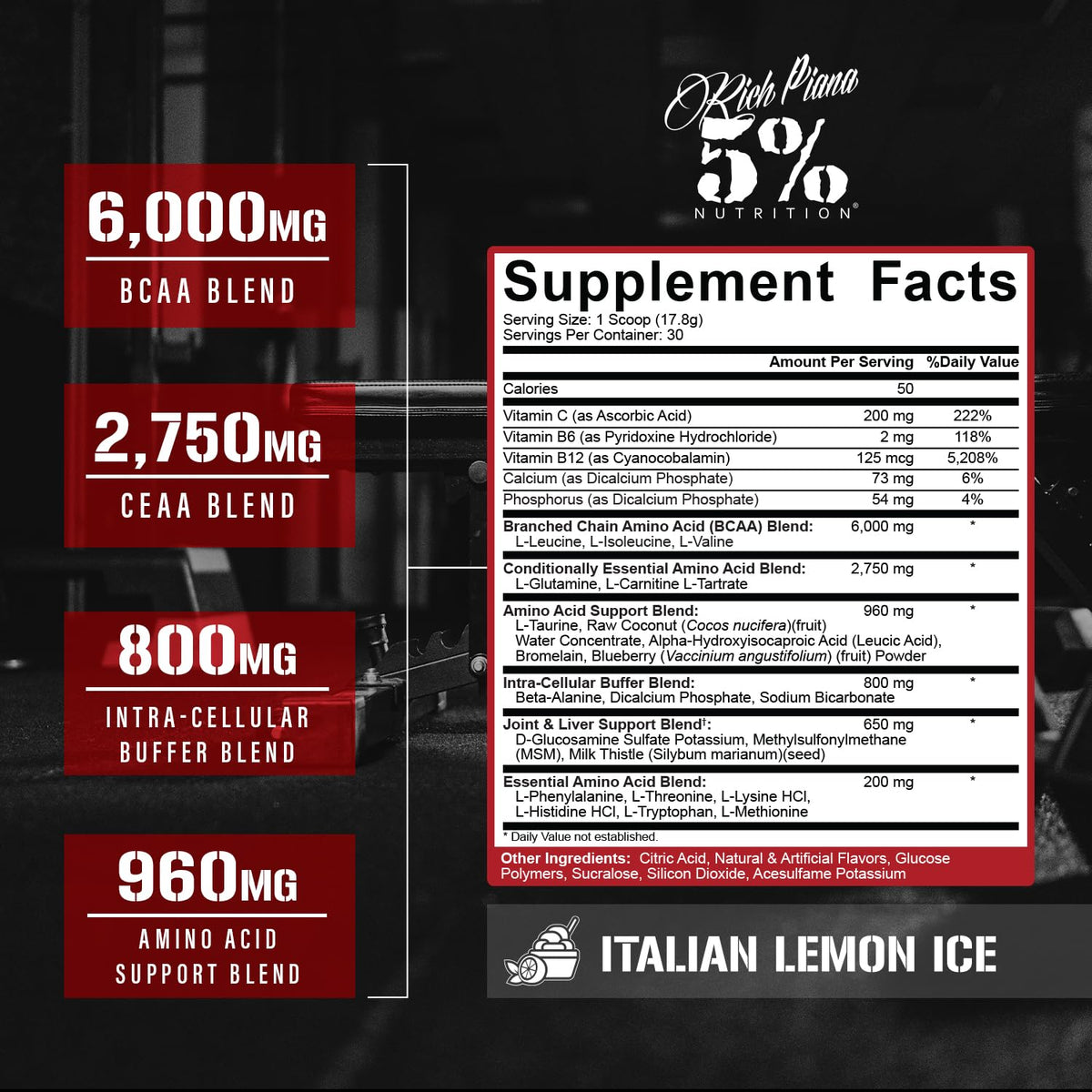 Détail de la poudre BCAA AllDayYouMay 5% Nutrition 1510g