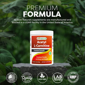 Détail de la poudre d'acétyl L-carnitine Best Naturals