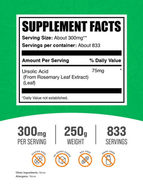 Détail de la poudre d'acide ursolique BulkSupplements dans un bol