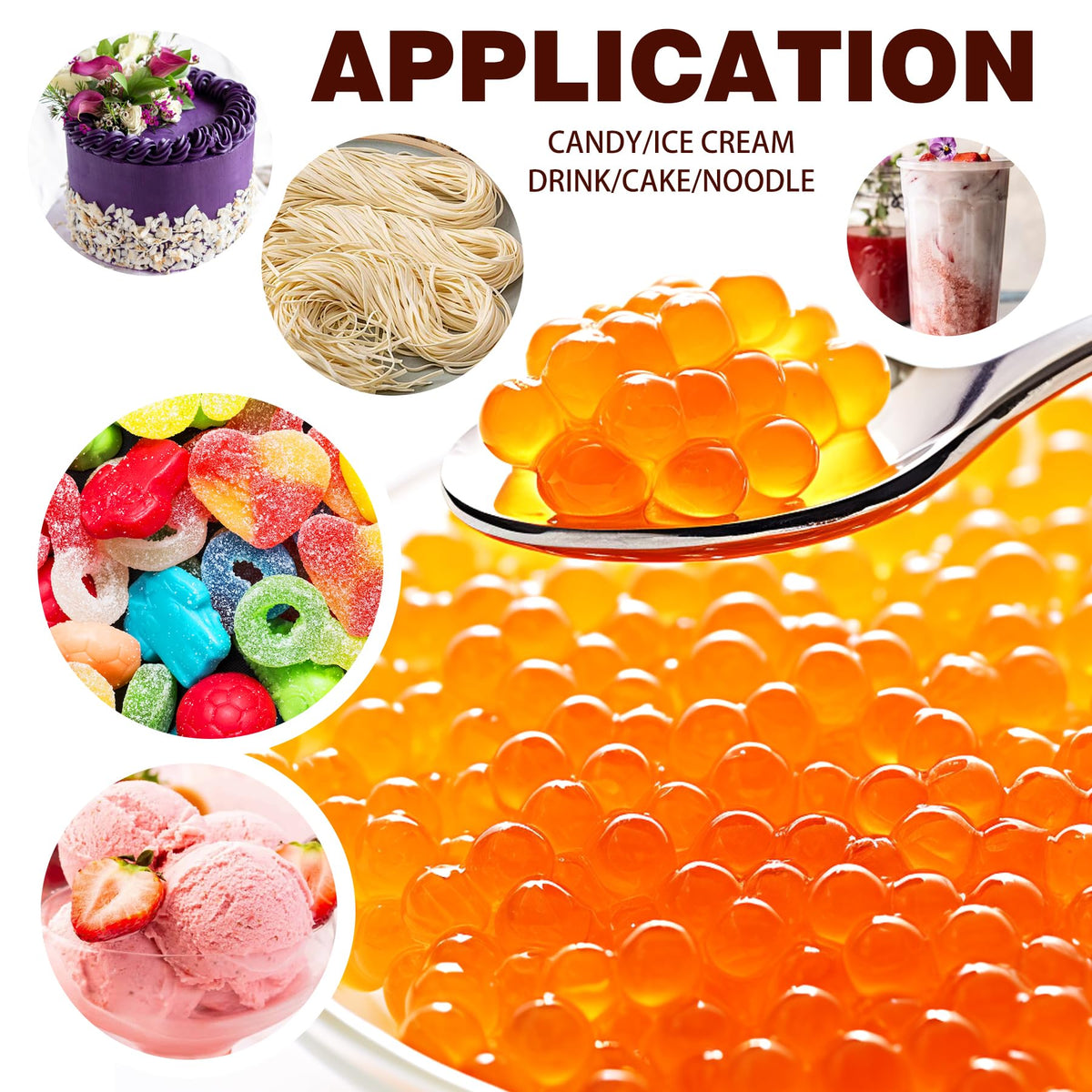 Détail de la poudre d'alginate de sodium YumCraft dans un récipient