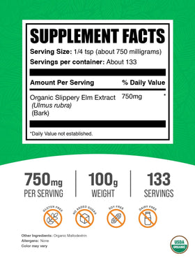 Détail de la poudre d'écorce de slippery elm BulkSupplements