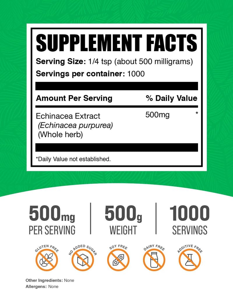Détail de la poudre d'extrait d'échinacée BulkSupplements