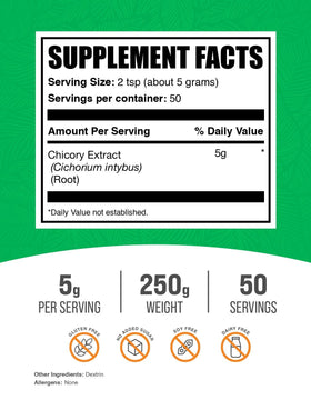 Détail de la poudre d'extrait de racine de chicorée BulkSupplements