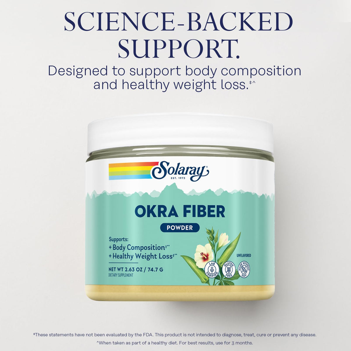 Détail de la poudre d'okra SOLARAY dans une cuillère
