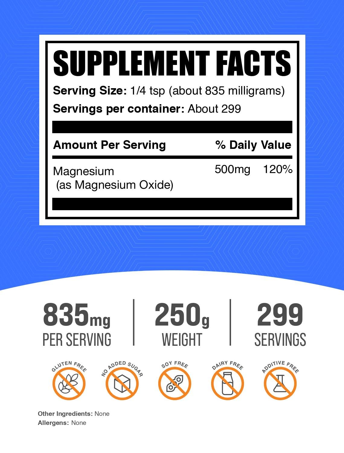 Détail de la poudre d'oxyde de magnésium BulkSupplements