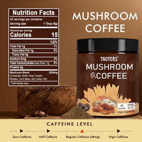 Détail de la poudre de café aux champignons TAOTERS