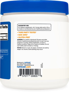 Détail de la poudre de carbonate de calcium Nutricost 500g
