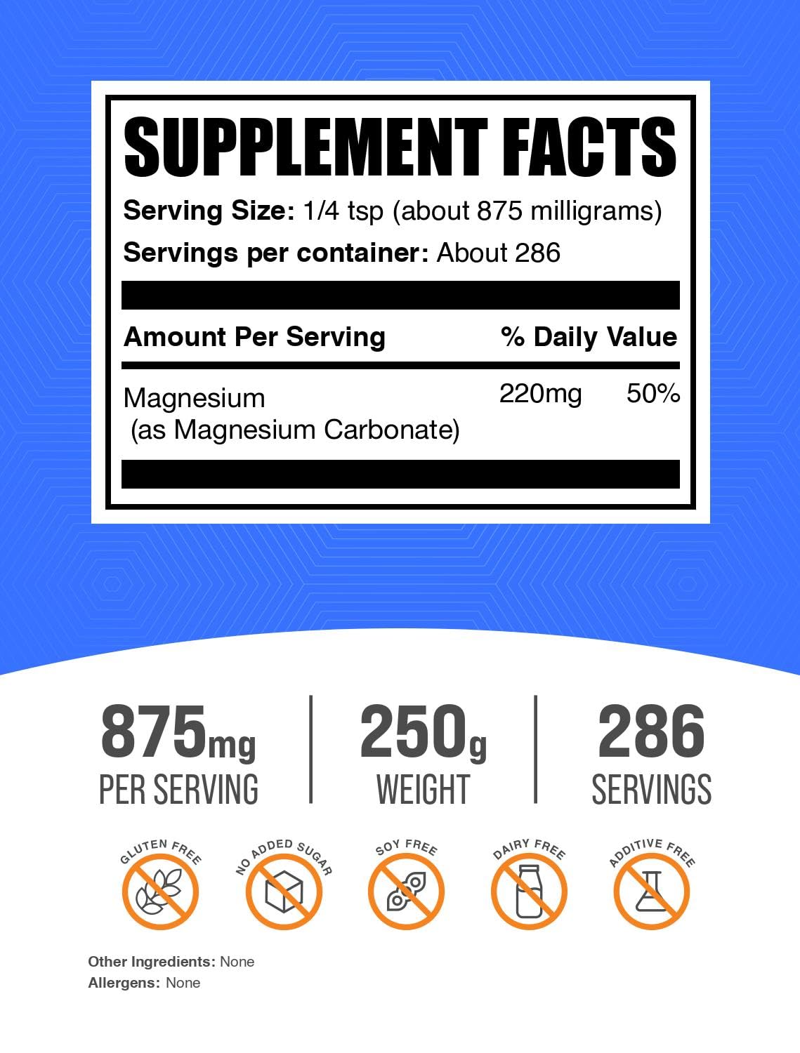 Détail de la poudre de carbonate de magnésium BulkSupplements