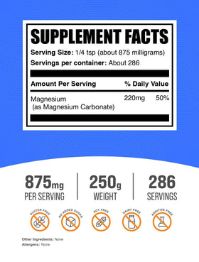 Détail de la poudre de carbonate de magnésium BulkSupplements