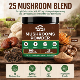 Détail de la poudre de champignon Suiyilary 25 en 1 dans un bol