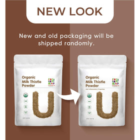 Détail de la poudre de chardon-marie 'D ORGANIC dans une cuillère
