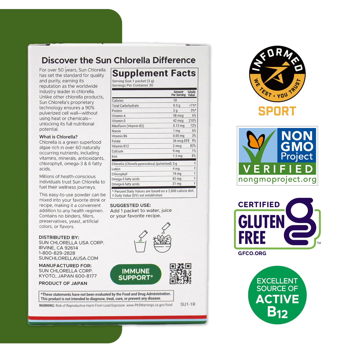 Détail de la poudre de chlorelle Sun Chlorella