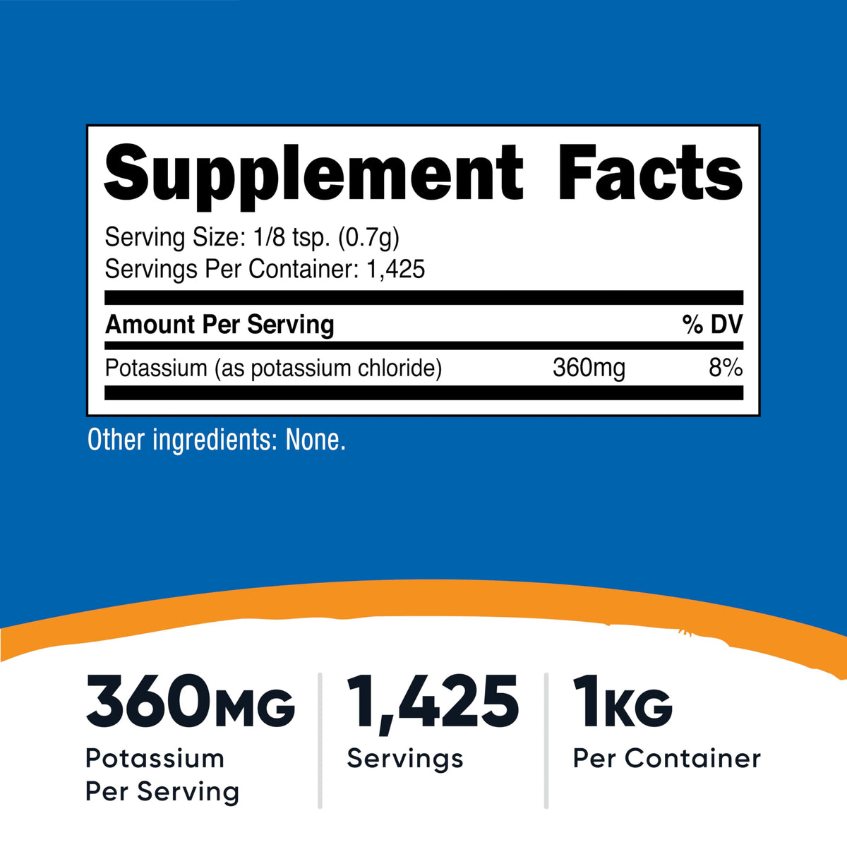 Détail de la poudre de chlorure de potassium Nutricost