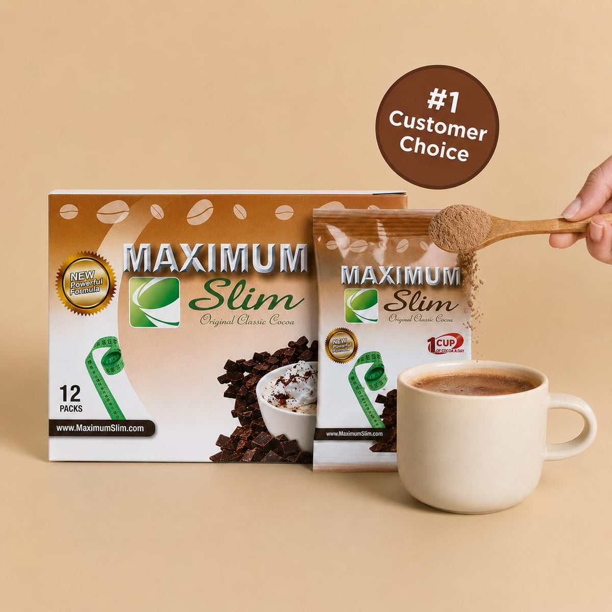 Détail de la poudre de chocolat instantané Maximum Slim