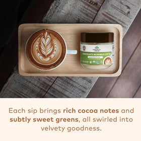 Détail de la poudre de Chocolat Moringa Latte ORGANIC INDIA