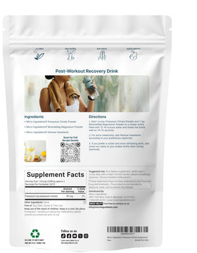 Détail de la poudre de citrate de potassium Micro Ingredients dans un bol