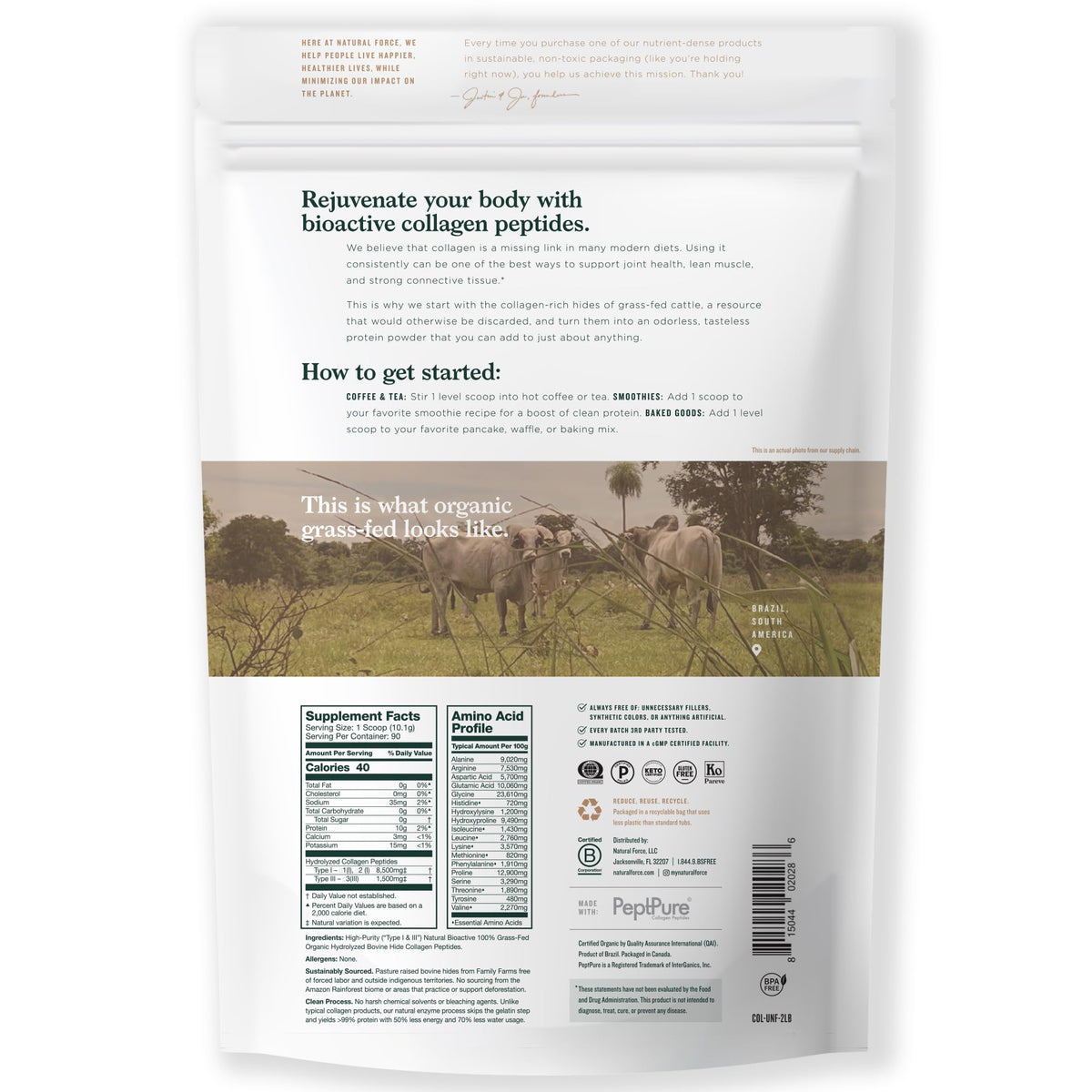 Détail de la Poudre de Collagène Natural Force avec cuillère