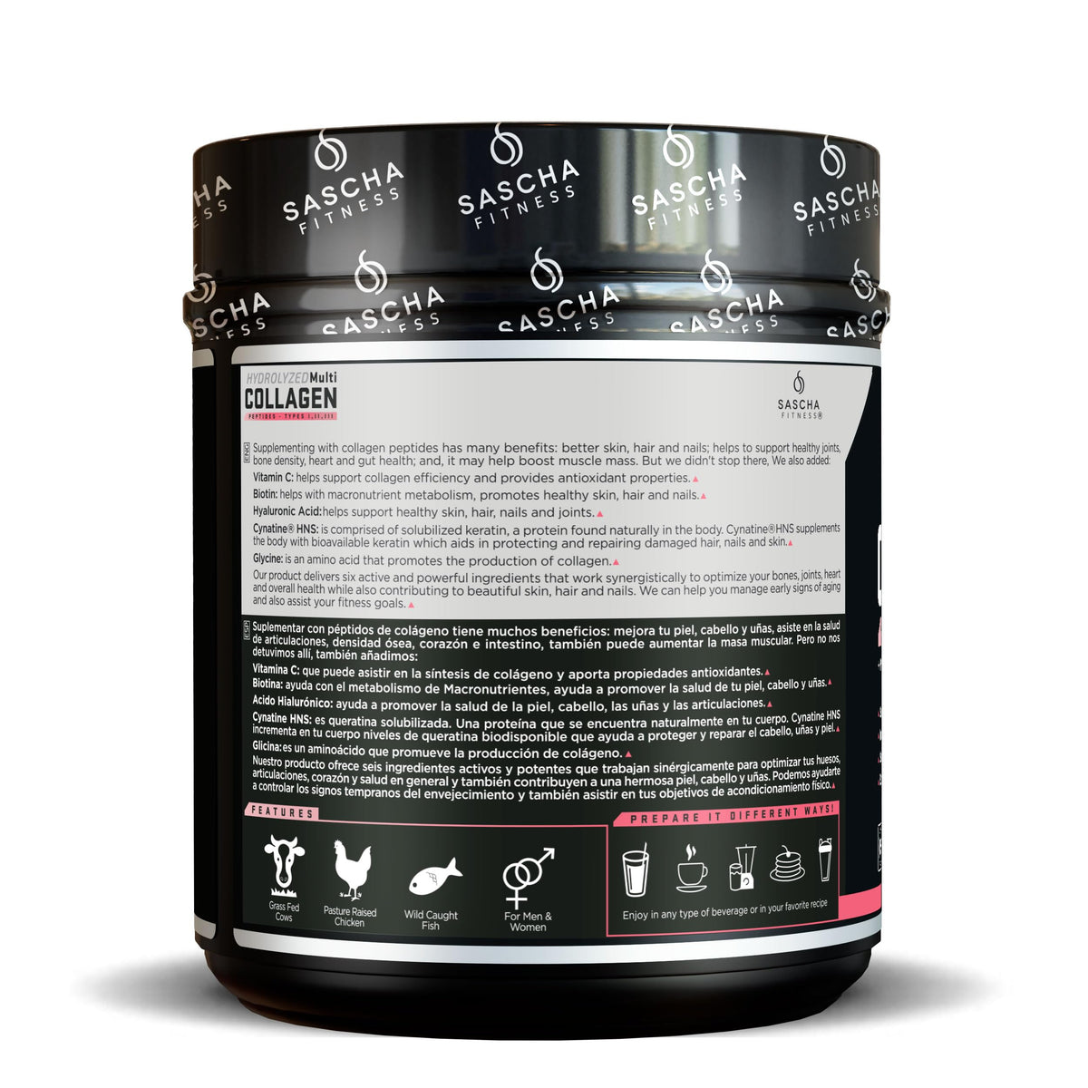 Détail de la poudre de collagène SASCHA FITNESS, texture fine