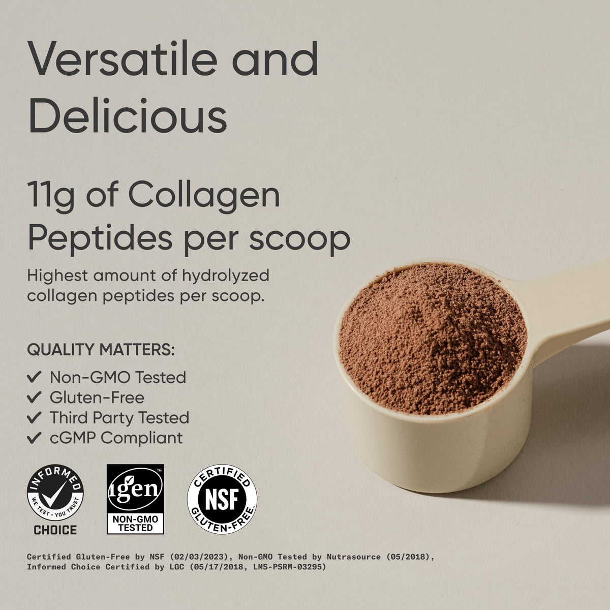 Détail de la poudre de collagène Sports Research dans un verre