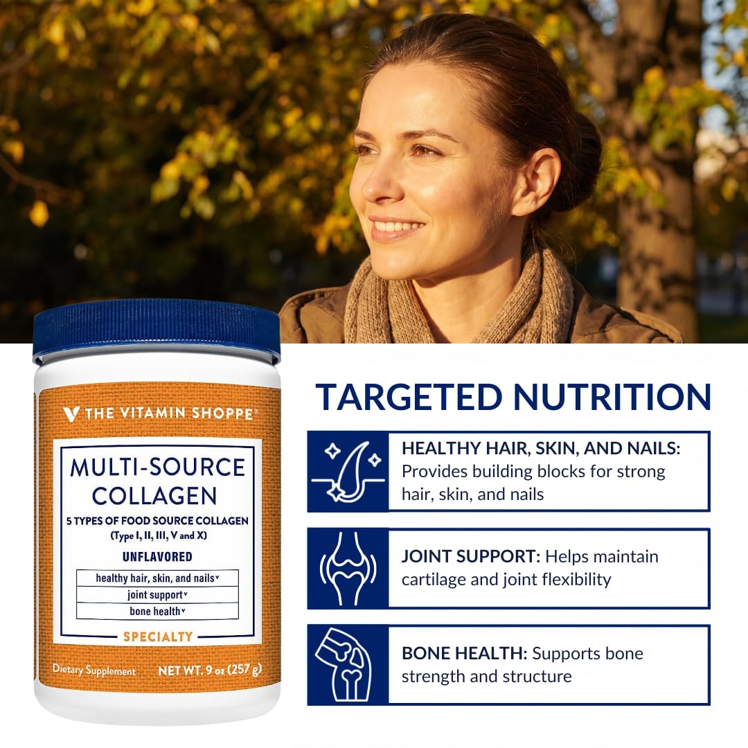 Détail de la poudre de collagène The Vitamin Shoppe dans une cuillère