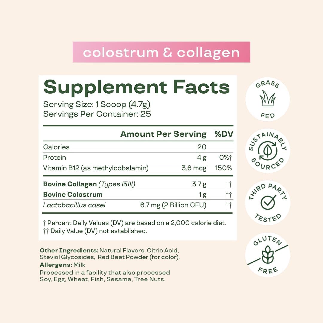 Détail de la poudre de colostrum bovin Bloom Nutrition