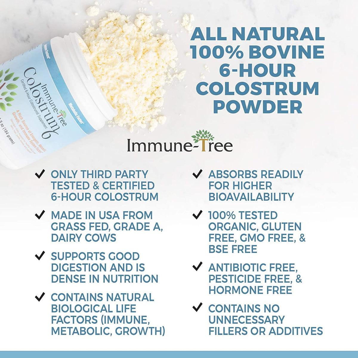 Détail de la poudre de colostrum daily wellness-Tree dans un bol