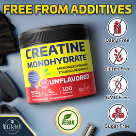 Détail de la poudre de créatine monohydrate NGU