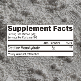Détail de la poudre de créatine monohydrate RAW