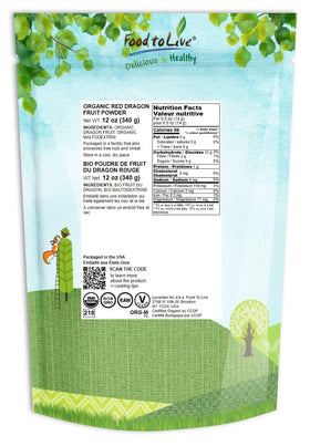 Détail de la poudre de fruit du dragon bio Food to Live sur une cuillère