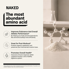Détail de la poudre de L-Glutamine NAKED dans un verre