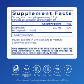 Détail de la poudre de Magnésium Pure Encapsulations