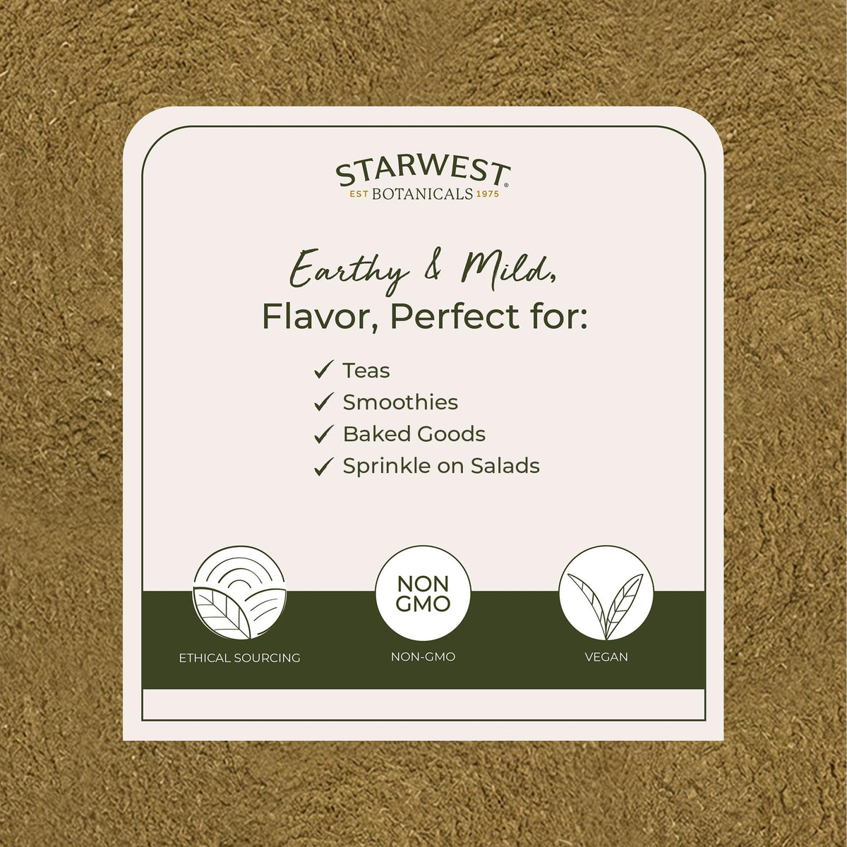 Détail de la poudre de millepertuis bio Starwest Botanicals