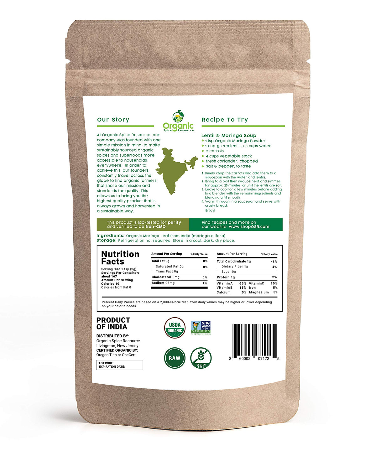 Détail de la poudre de Moringa dans un bol