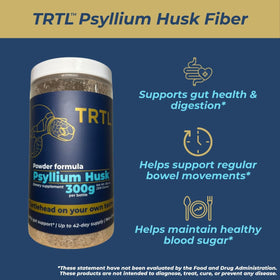 Détail de la poudre de psyllium husk TRTL dans une cuillère