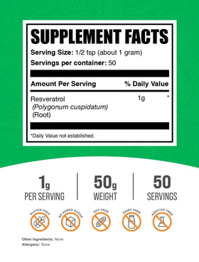 Détail de la poudre de Resvératrol BulkSupplements