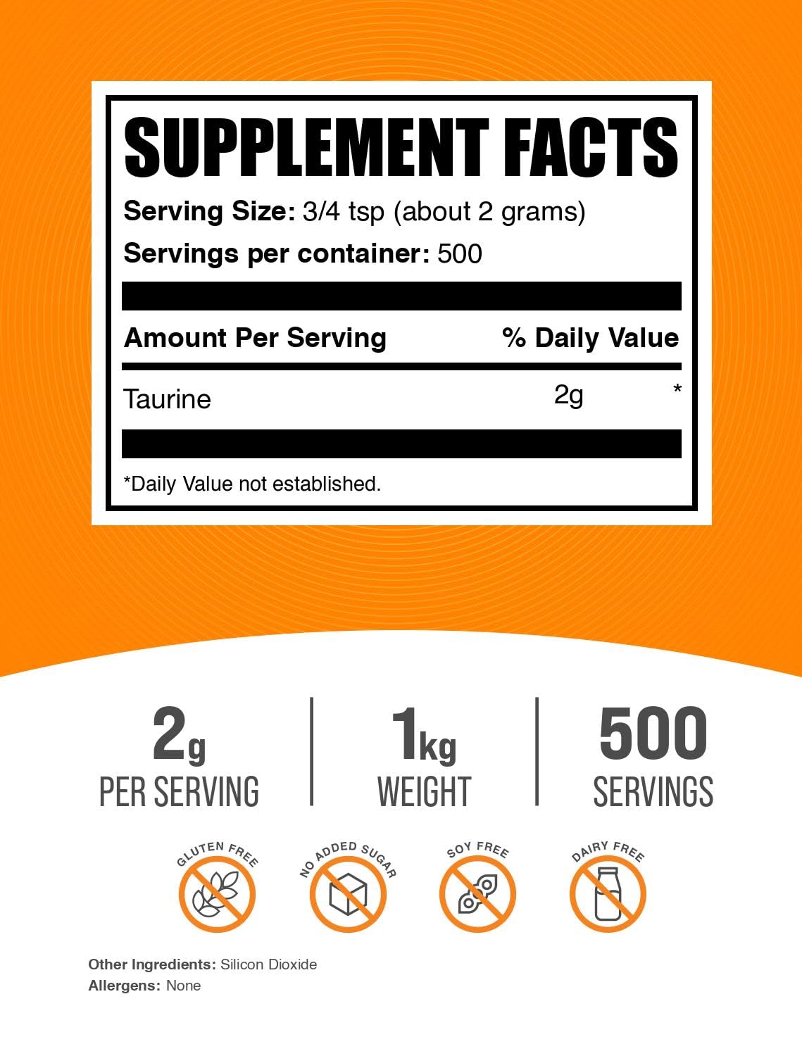 Détail de la poudre de taurine BulkSupplements dans une cuillère