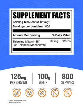 Détail de la poudre de thiamine mononitrate BulkSupplements