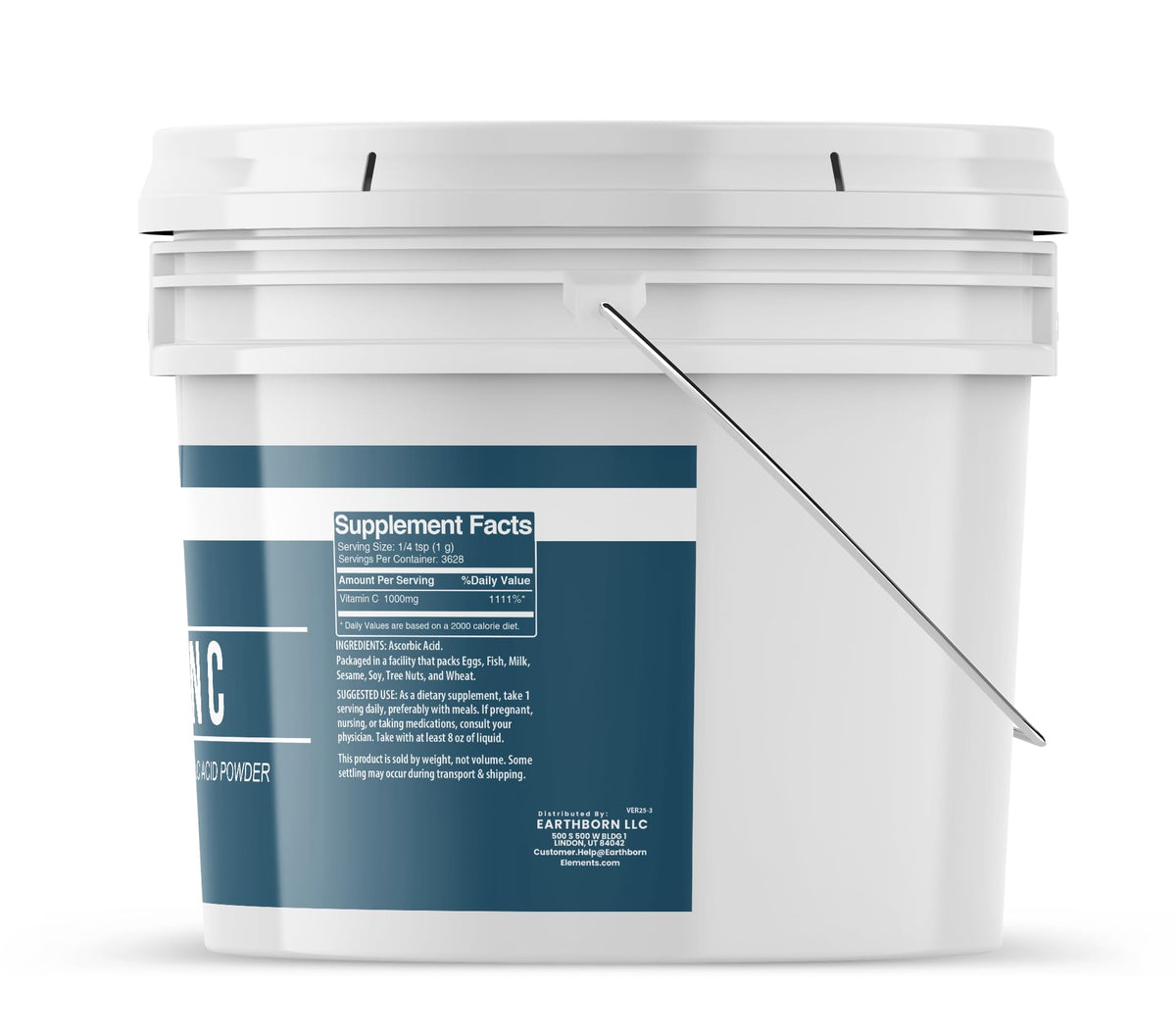 Détail de la poudre de vitamine C Earthborn Elements