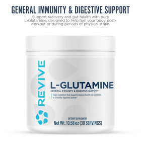 Détail de la poudre L-Glutamine Revive dans un verre
