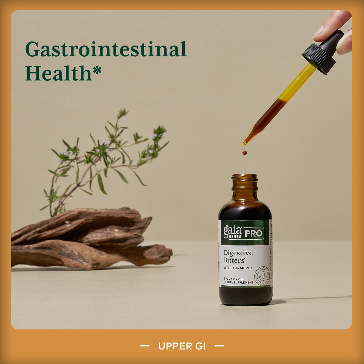 Détail de la racine de curcuma dans le produit Gaia Herbs Pro