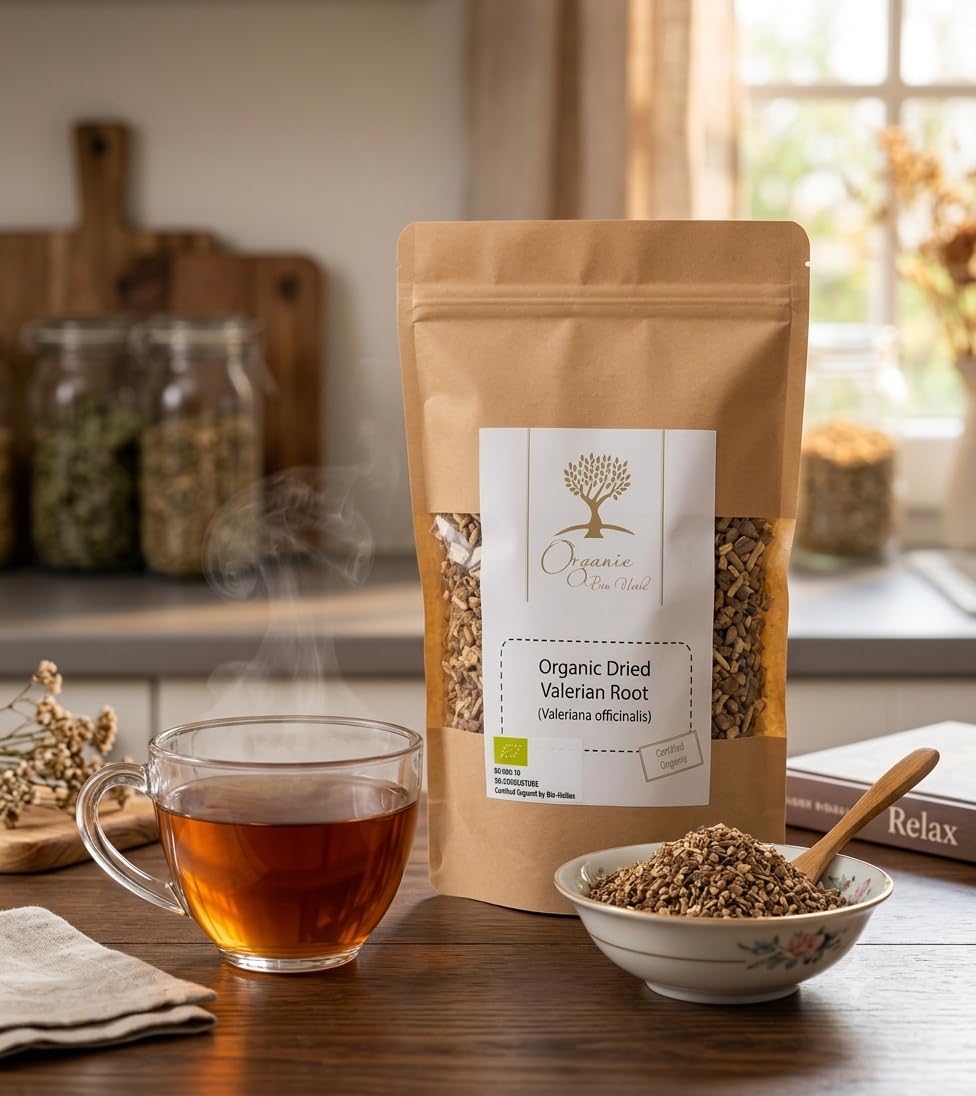 Détail de la racine de valériane séchée bio Organic Bio Herbs