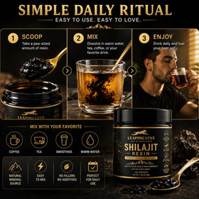 Détail de la résine de Shilajit Leaping Lynx