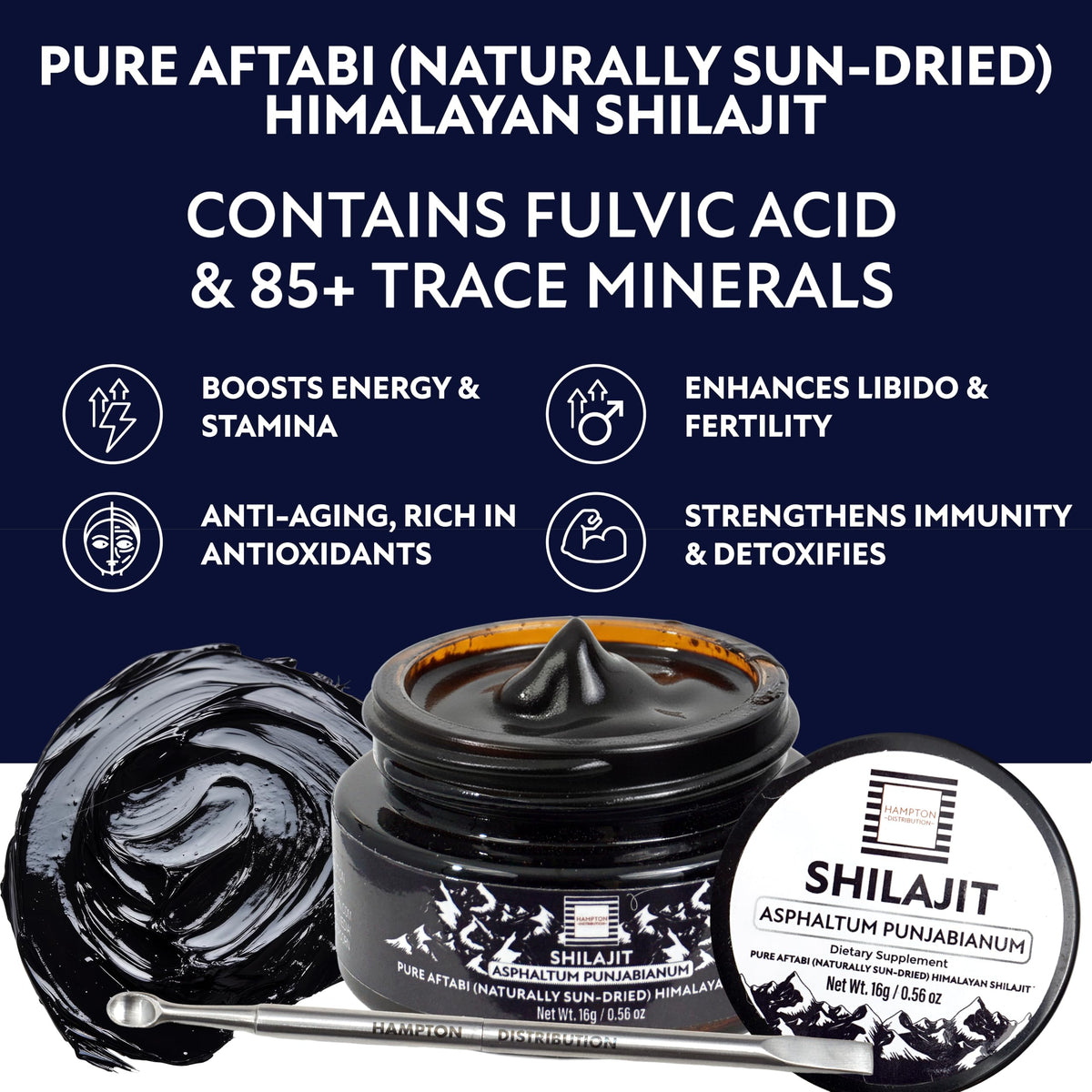 Détail de la résine de Shilajit sur une cuillère