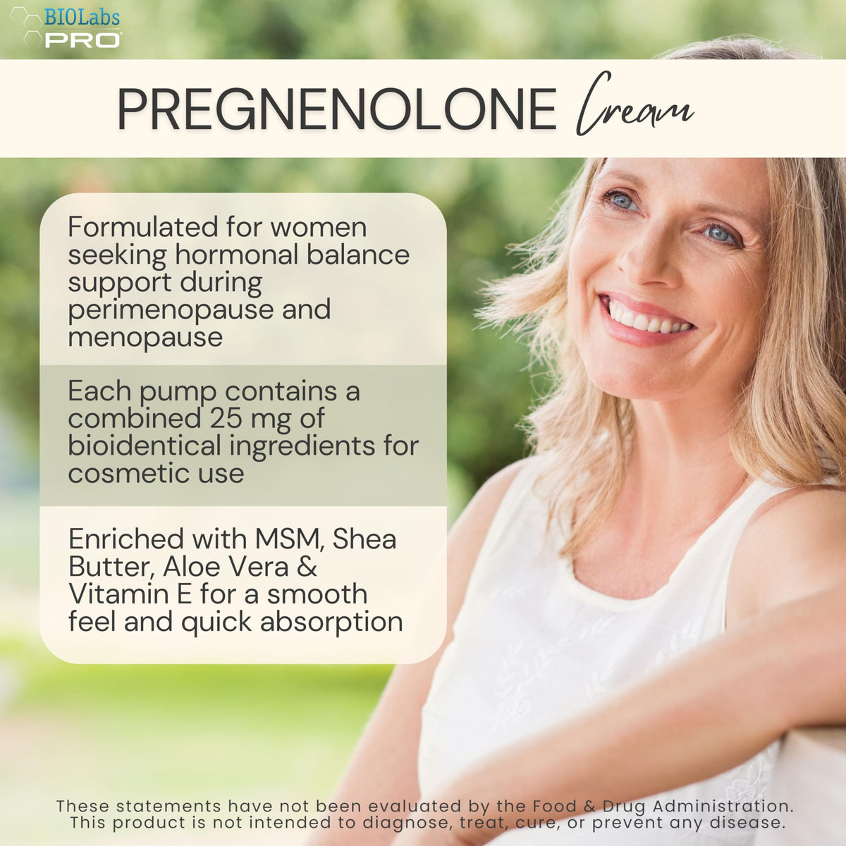 Détail de la texture de la crème de Pregnénolone BIOLABS PRO