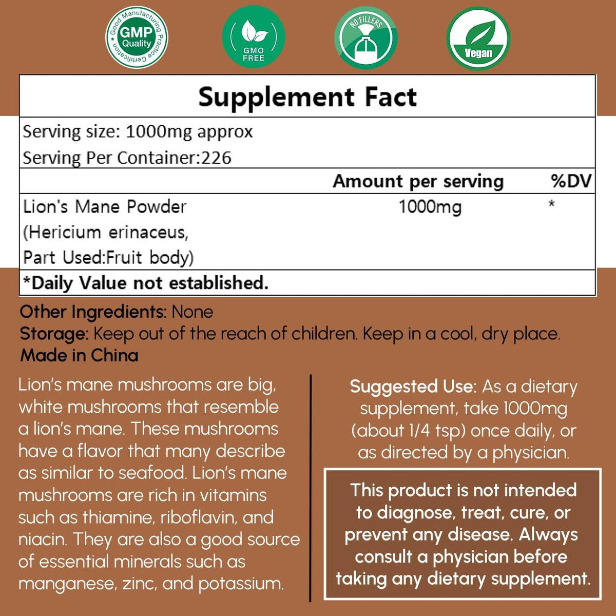 Détail de la texture de la Poudre de Champignon Crinière de Lion 250g