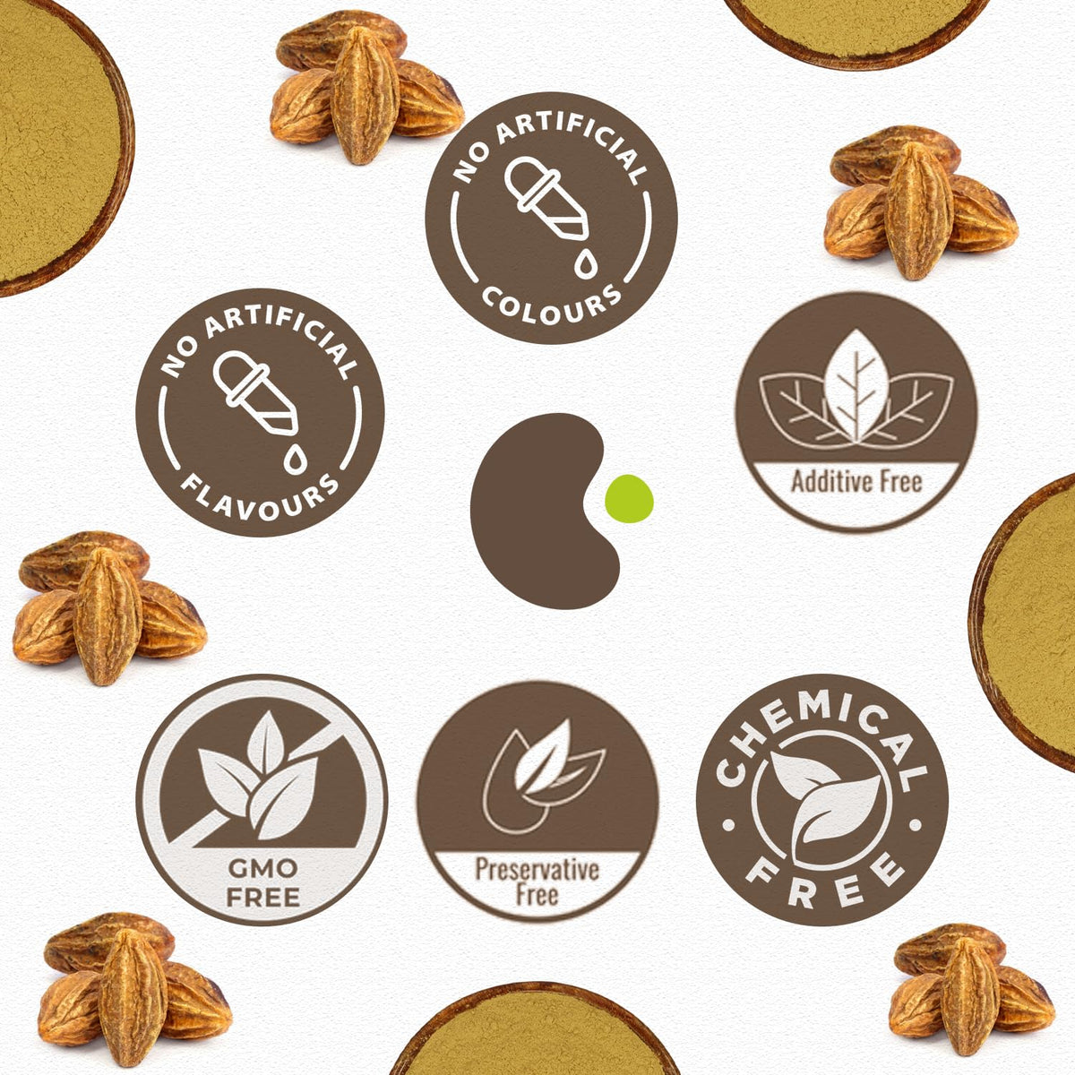 Détail de la texture de la poudre de fruit Harad CARMEL ORGANICS