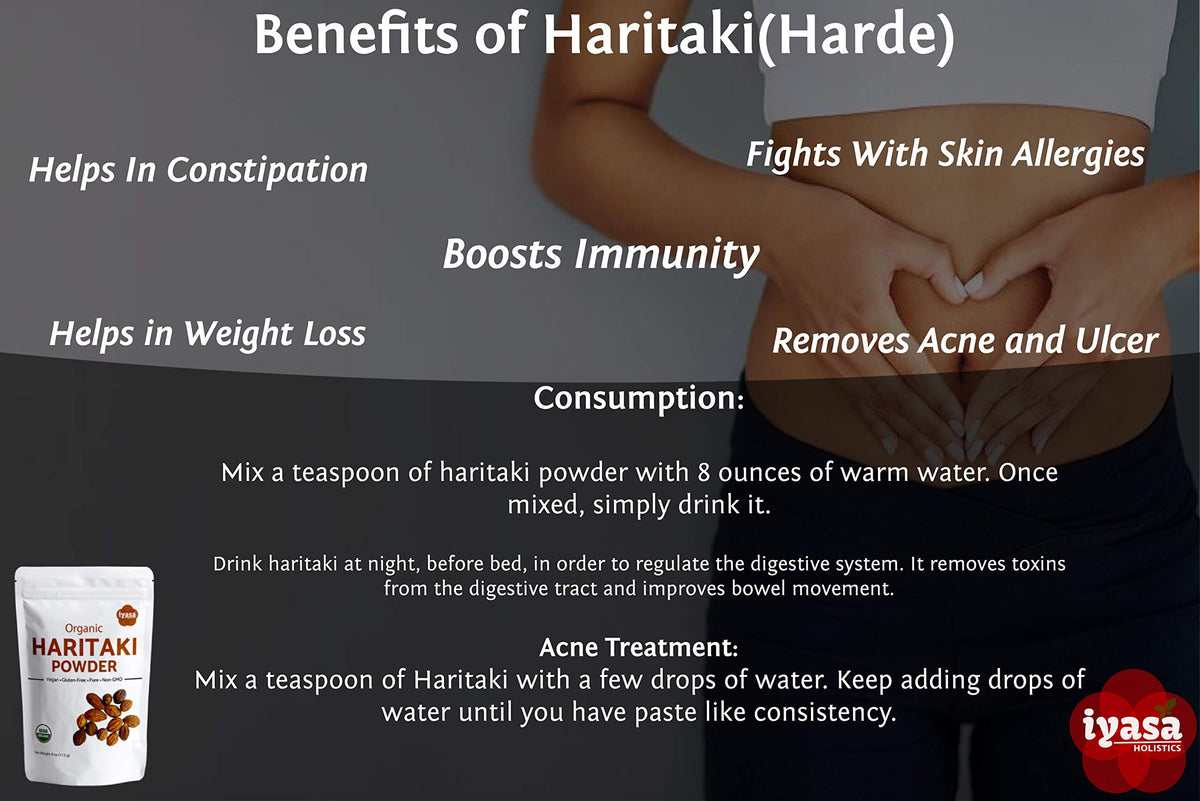 Détail de la texture de la poudre de haritaki bio Iyasa Holistics