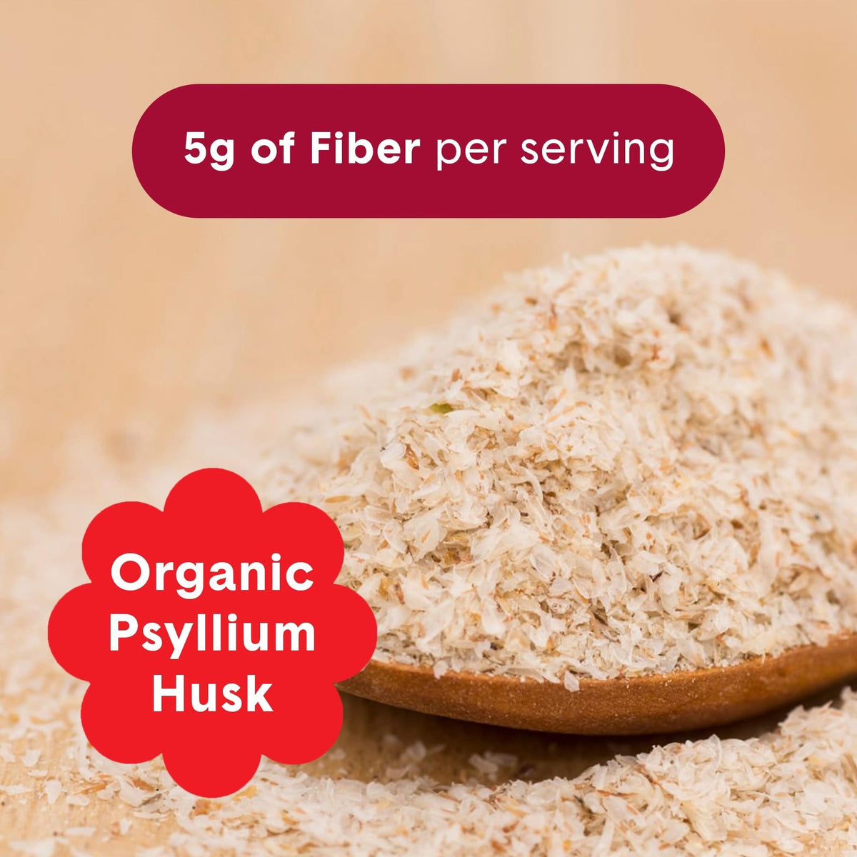 Détail de la texture de la poudre de psyllium Bellway