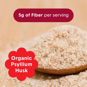 Détail de la texture de la poudre de psyllium Bellway