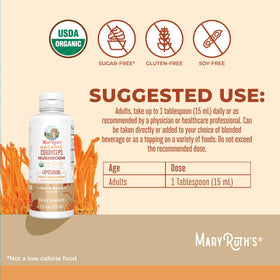 Détail de la texture liquide de MARYRUTH'S Complément Champignon Cordyceps Bio